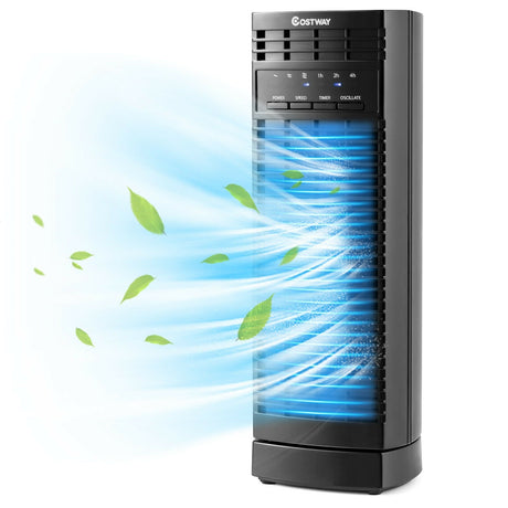 Miniventilador de torre oscilante de 14 pulgadas con 3 velocidades y temporizador, para escritorio