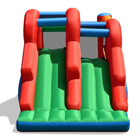 Castillo hinchable 3 en 1 de doble tobogán sin soplador