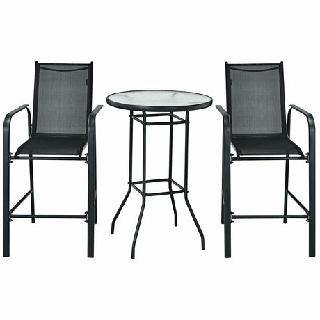 Juego de 3 taburetes de mesa de bar para patio exterior