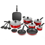 Juego de ollas y sartenes de cocina antiadherentes anodizado duro de 17 piezas