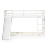 Twin over Twin Bunk Wooden Low Bed with Slide Ladder for Kids
