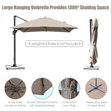 10 x 13 Feet Rectangular Cantilever Umbrella with 360¬∞ Rotation Function-Brown