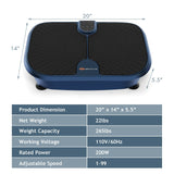 Máquina Mini Plataforma Vibratoria de Fitness con Control Remoto y Bandas de Resistencia - Azul