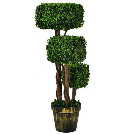 Árbol topiario artificial de boj de 36 pulgadas con protección UV para interiores y exteriores