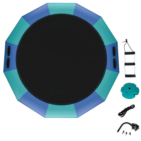 Trampolín Hinchable Acuático de 15 Pies con Colchoneta de Salto y Salpicaduras