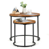Set of 2 Modern Round Stacking Nesting Coffee Tables for Living Room