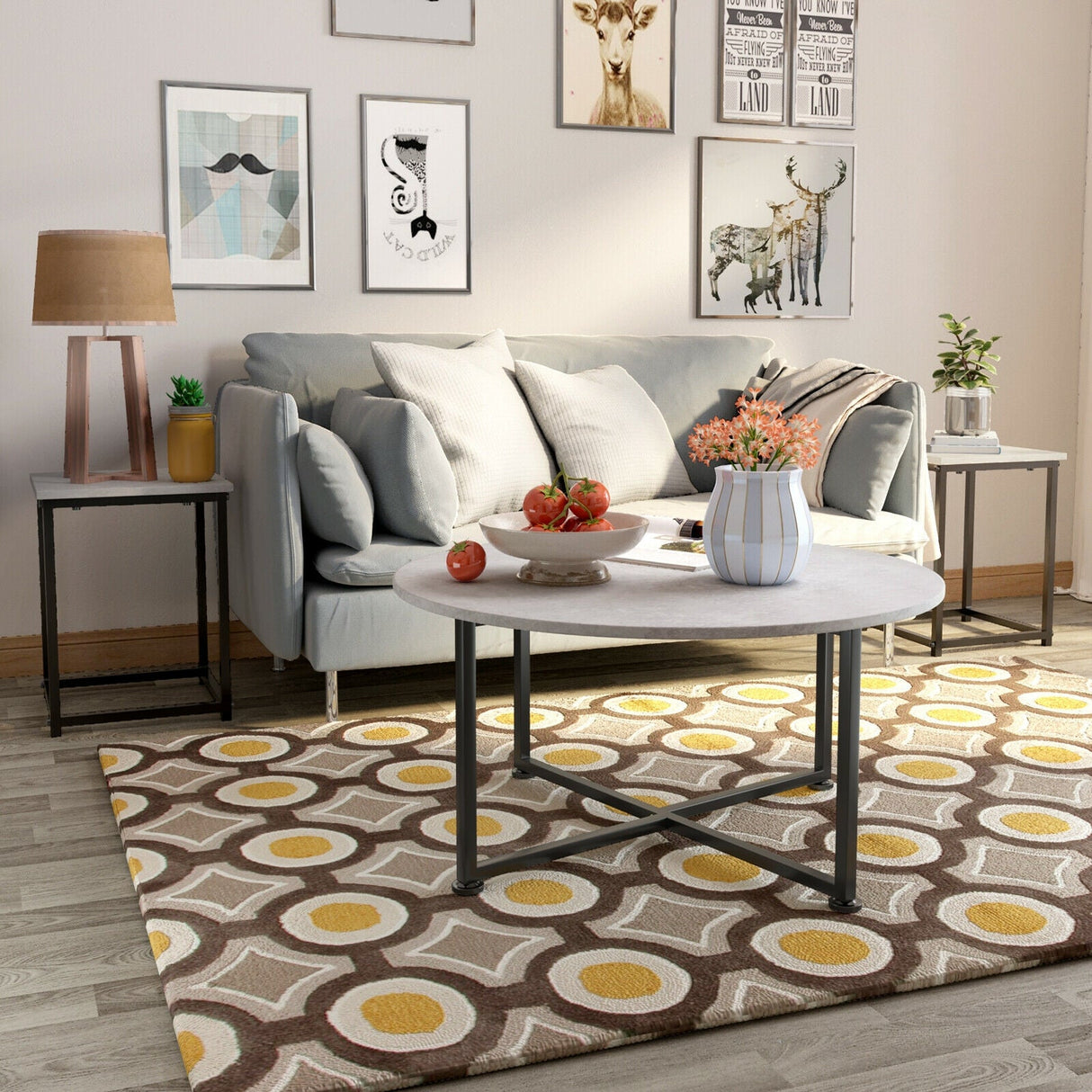 3-Piece Modern Faux Marble Coffee Table Set for Living Room
