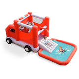 Parque Acuático Hinchable con Diseño de Camión de Bomberos, Casa de Rebote para Niños sin Soplador