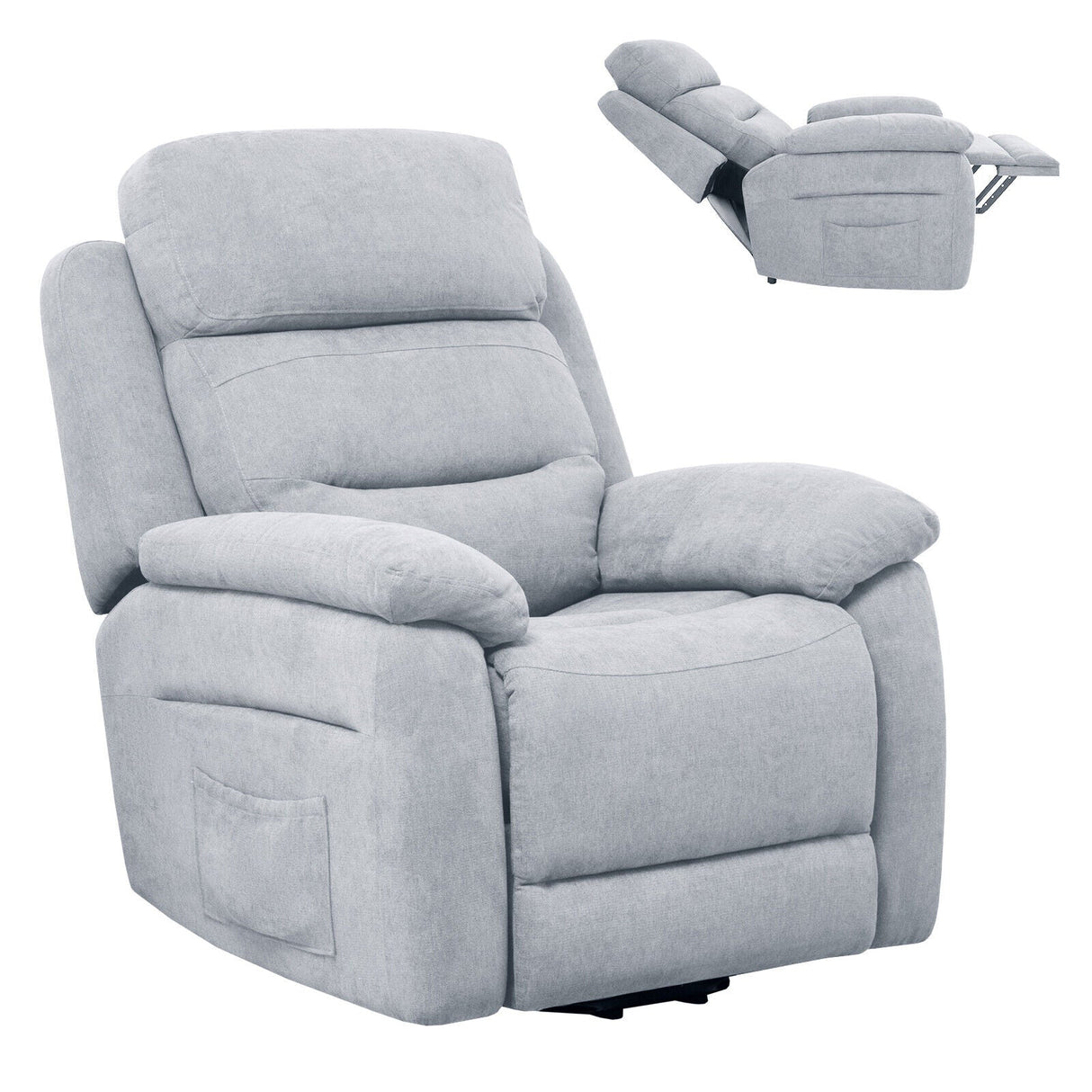 Sofá reclinable eléctrico con bolsillo lateral y control remoto