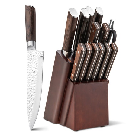 Juego de cuchillos de acero inoxidable de 15 piezas con mango ergonómico