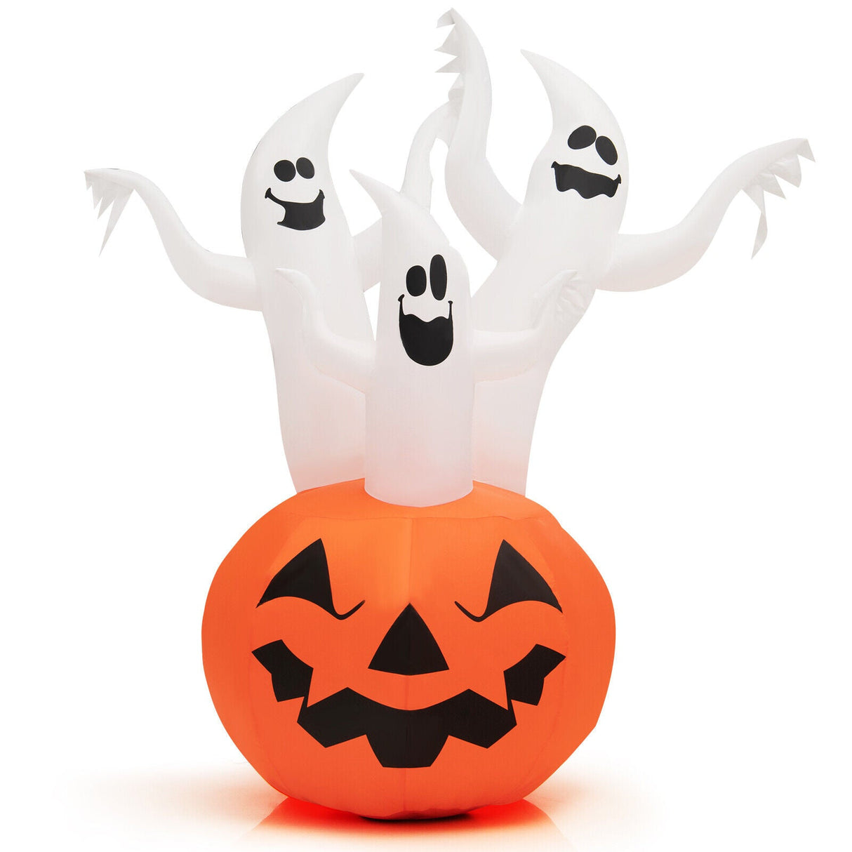Fantasma inflable de Halloween de 6 pies con decoración de calabaza y lámpara giratoria