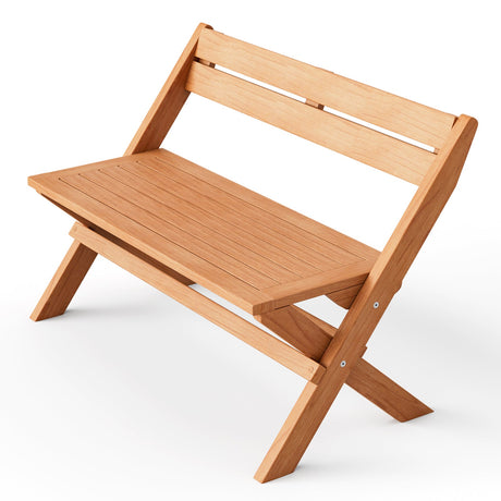 Bancos plegables de madera de teca para exterior para 2 personas, Indonesia, con asiento de listones