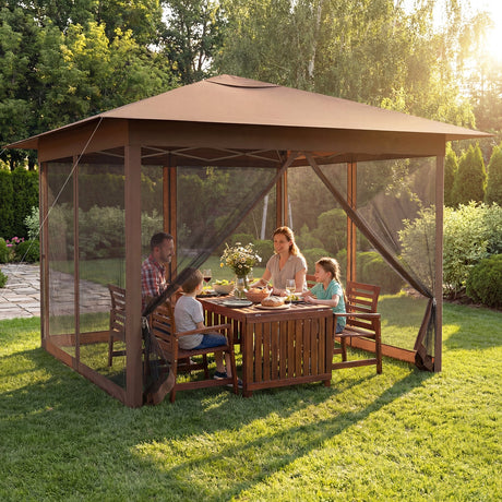 Carpa plegable de 11.5 x 11.5 pies con malla mosquitera, de armado instantáneo por una sola persona