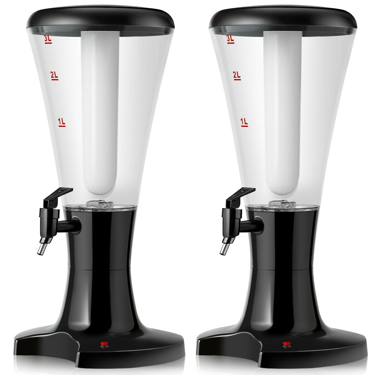 Juego de 2 dispensadores de cerveza de barril de 3 litros con luces LED