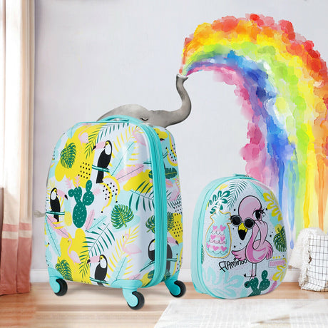 Juego de 2 piezas de equipaje infantil: Mochila de 12 pulgadas y Maleta con ruedas de 16 pulgadas para viaje
