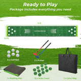 Alfombrilla de golf de 11 pies con 2 putters ajustables y 6 pelotas