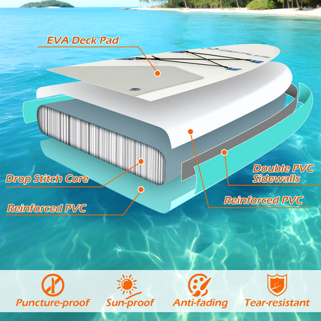 Tabla de Paddle Surf Hinchable Premium de 11 Pies con Accesorios-L