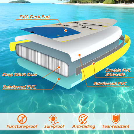11 Pies Tabla Hinchable de Paddle Surf (SUP) Premium con Accesorios para Jóvenes y Adultos-L