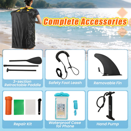 Tabla de pádel inflable premium de 11 pies con accesorios y kit de reparación - Grande