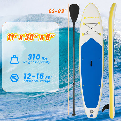 11 Pies Tabla Hinchable de Paddle Surf (SUP) Premium con Accesorios para Jóvenes y Adultos-L