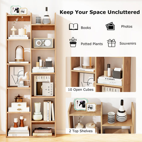 Librero organizador moderno de 11 niveles con kits antivuelco
