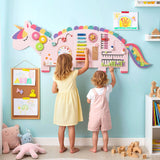Paneles de pared de actividades de dinosaurios 11 en 1, tablero ocupado para educación y desarrollo temprano de niños pequeños