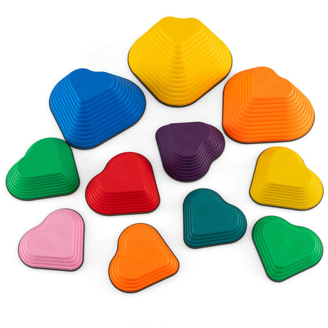 11 Piezas Bloques de Equilibrio Apilables para Niños - Escalones de Piedra - Interiores y Exteriores - Multicolor