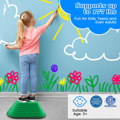 11 Piezas Bloques de Equilibrio Apilables para Niños - Escalones de Piedra - Interiores y Exteriores - Multicolor