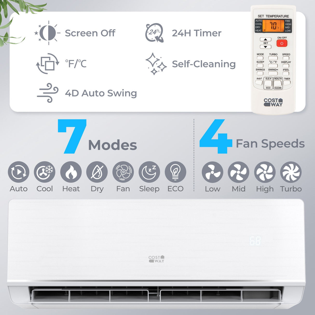 SEERXtreme Series Certificado ENERGY STAR 12000 BTU 24 SEER2 208-230V Bomba de Calor Mini Split Calefacción a -15°F