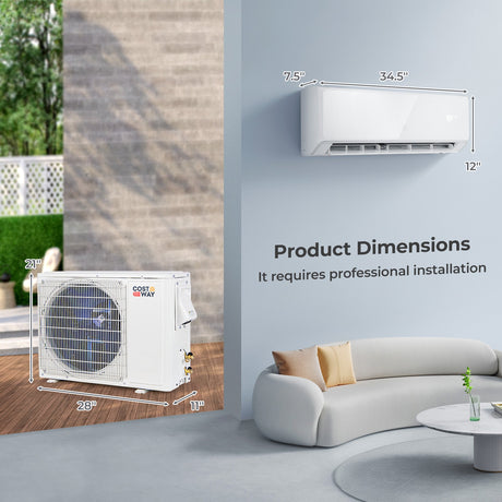 Aire acondicionado y calefactor mini split de 12000 BTU 22 SEER2 208-230V con Wi-Fi, color blanco
