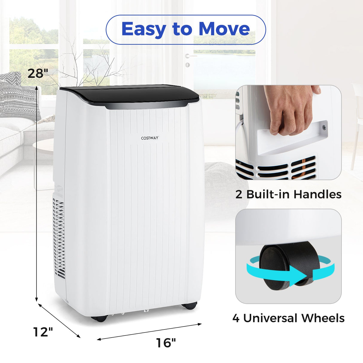 Aire Acondicionado Portátil de 12000 BTU, Unidad de CA Doméstica Inteligente 4 en 1 con WiFi y Calefacción