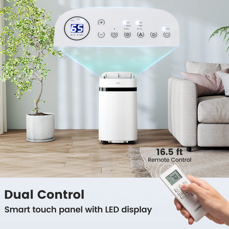 Aire acondicionado portátil de 12000 BTU 3 en 1 de bajo consumo con ventilador y deshumidificador - Blanco