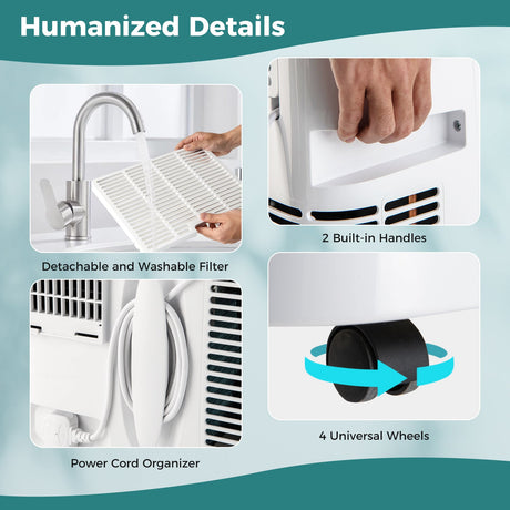 Aire acondicionado portátil de 12000 BTU con calefacción y WiFi inteligente