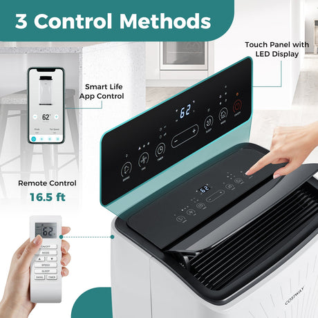 Aire acondicionado portátil de 12000 BTU con calefacción y WiFi inteligente