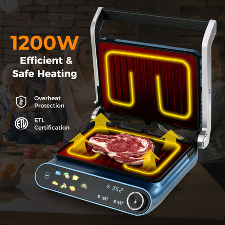 Parrilla de Prensa de 1200W con Pantalla LED