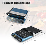 Prensa Panini y Parrilla de 1200 W con pantalla LED y 7 modos de cocción - Azul