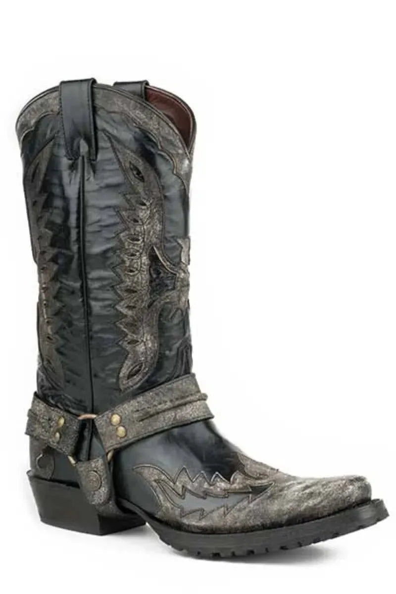 Bota Vaquera Stetson Outlaw Eagle Biker (Negra) de Hombre