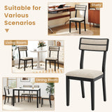 Juego de 4 sillas de comedor modernas con respaldo reclinable para comedor - Negro