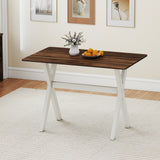 Mesa de comedor moderna, mesa de cocina de madera con estructura en forma de X - Blanca