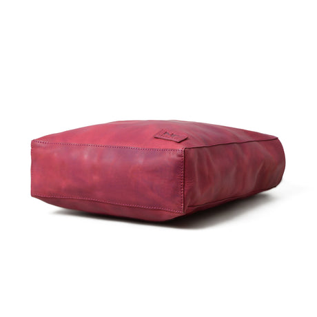 Bolso de mano de cuero granate