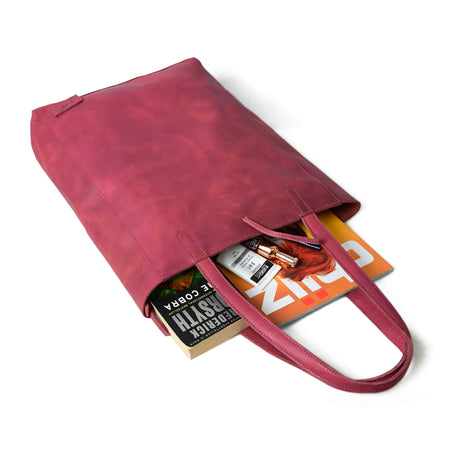 Bolso de mano de cuero granate