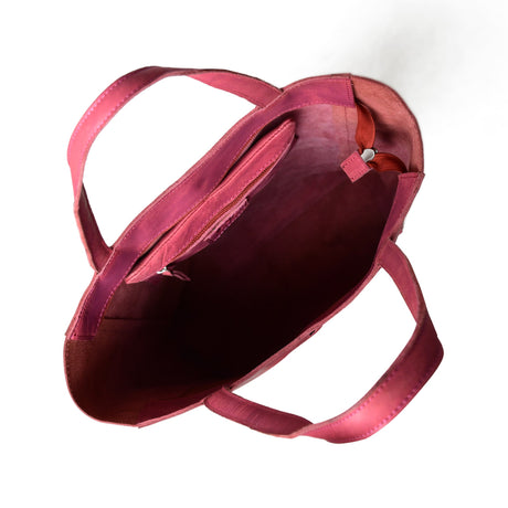 Bolso de mano de cuero granate