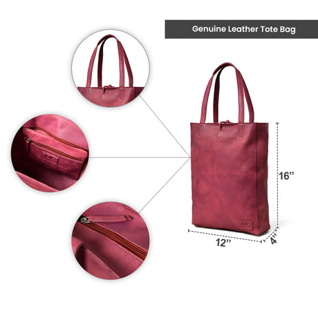 Bolso de mano de cuero granate