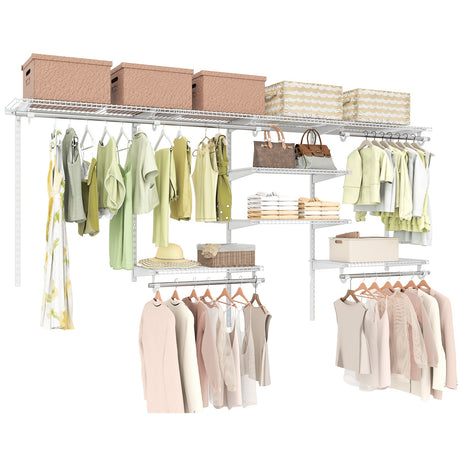 Sistema de almacenamiento y organización de armarios de 4-8 pies con barra para colgar para lavadero y dormitorio