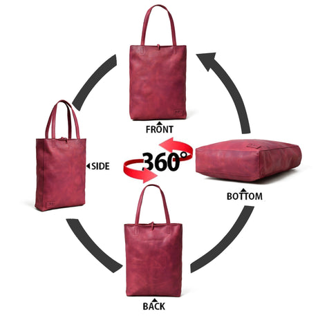 Bolso de mano de cuero granate