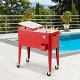 Carrito enfriador portátil rojo para patio exterior