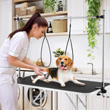 Mesa de peluquería canina plegable con brazos ajustables en altura - Negra