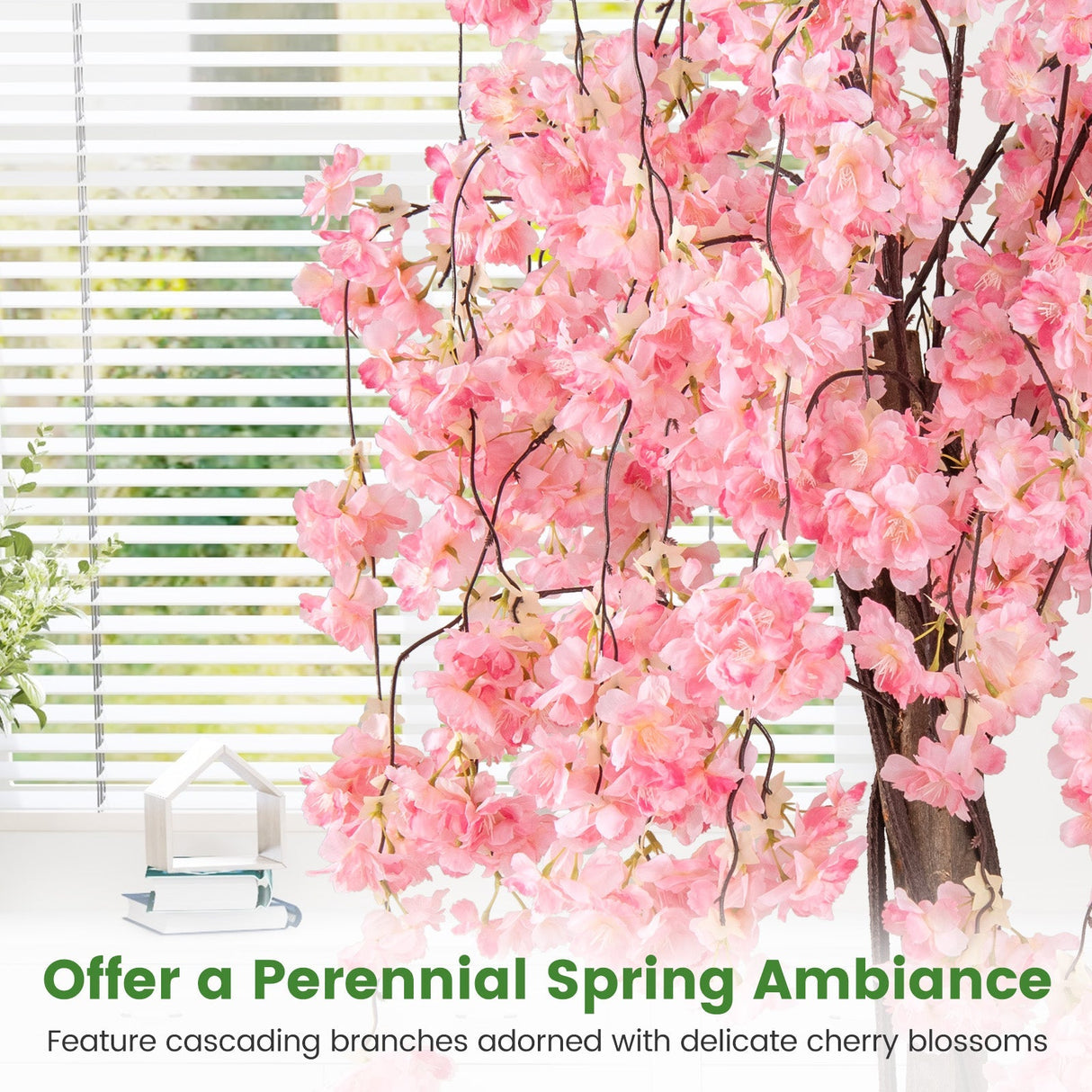 Árbol artificial de flor de cerezo de 5.5 pies de altura con flores rosas/blancas, 1 unidad