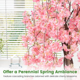 Árbol artificial de flor de cerezo de 5.5 pies de altura con flores rosas/blancas, 1 unidad