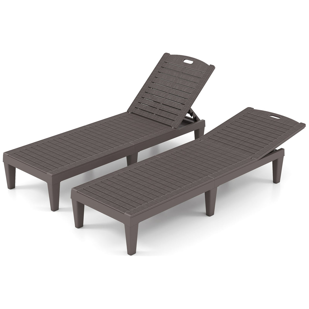 Outdoor PP Chaise Lounge Chairs Set of 2 with 4-Position Adjustable Backrests
